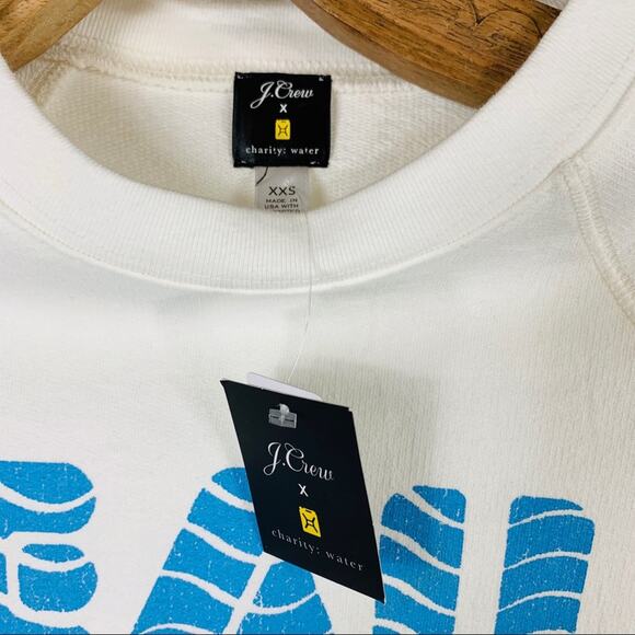 NWT J Crew White Eau Yes Sweatshirt Crew Neck XS - Picture 7 of 9